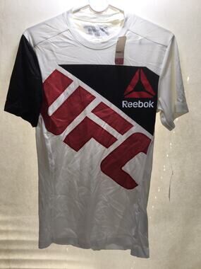 Women's Reebok UFC NWT NEW T Shirt Size 2XS Combat Athlete Jersey White Red Blk